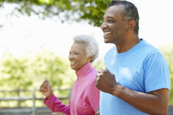 elderly couple with arthritis on a run